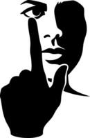 Silhouette of a Person with Finger to Lips Signifying Silence and Mystery for Creative Projects vector
