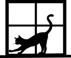 Silhouette of a Cat Stretching in a Window Design for Home Decor and Personal Projects vector