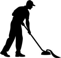 Janitor Cleaning Floor with Mop Silhouette Design for Home Improvement and DIY Projects vector