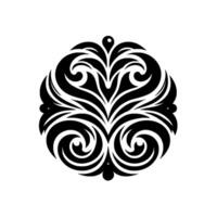 Intricate Black and White Ornate Floral with Symmetrical Symmetry and Swirls Centered on White Canvas. vector
