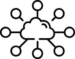 Cloud Computing Network Connection Diagram with Nodes and Links for Digital Communication vector