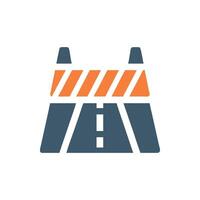 Quality roadwork lane closure icon for traffic management vector
