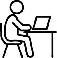 Minimalist Outline of a Person Working at a Desk with Laptop Suitable for Office Decor vector