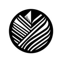 Intricate Black and White Circular with Overlapping Lines and a Leaflike Element, Isolated on White Background. vector