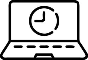 Laptop with Clock for Time Management Productivity and Scheduling Applications vector