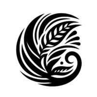 Circular Black and White Organic Tribal with Leafy Elements, Inspired by Nature and Emphasizing Balance and Harmony on a Clean White Background. vector