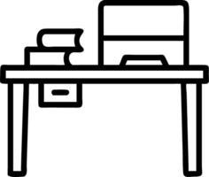 Minimalist Illustration of a Simple Desk with Books and Computer for Home Office Decor vector