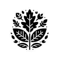 Abstract Botanical Illustration A symmetric arrangement of stylized leaves, buds, and berries in black and white, creating a modern, organic . vector