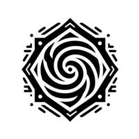 Geometric Black and White Spiral Inside an Octagonal Frame, Abstract Pattern, Minimalist Illustration. vector
