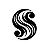 A stylized, minimalist of the letter S formed from elegant, flowing black and gray lines, set against a stark white background. vector