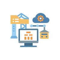 Quality smart construction management software icon for project managers vector