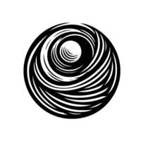 Abstract Black and White Swirling Vortex within a Circle, Minimalist Art. vector