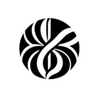 Circular Illustration A black and white intertwined within a circle, creating a visually appealing and dynamic shape. vector