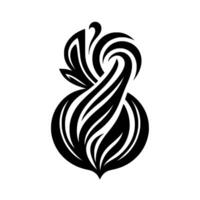 Black and White Abstract Floral A Stylized, Organic Composition with Curves and LeafLike Forms. vector