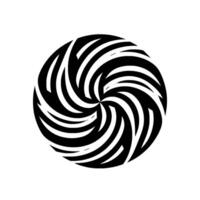 Bold black and white circular optical illusion spiraling stripes converge towards the center on a minimalist background. vector