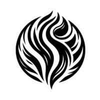 Abstract Black and White Circle with Flowing, WaveLike Forms, Suggesting Movement and Energy. vector