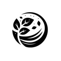 Symbolic black and white featuring stylized tree within a circle, representing growth and natures harmony, minimalistic. vector