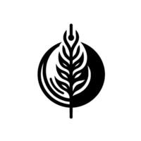 Abstract Black and White of Wheat Stalk and Circular Motif, Minimalist for Branding. vector