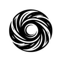 Abstract Black and White Swirl , Circular, Vortex, Artistic Interpretation, Element on White Backdrop. vector