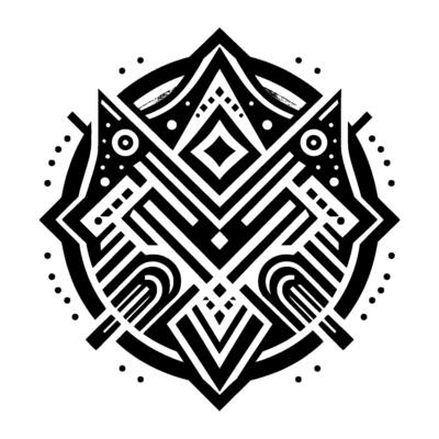 Geometric Black and White Mandala Featuring Symmetric Shapes, Decorative Elements, and a Modern Aesthetic.