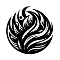 Abstract Black and White Circular with Curving Elements, Dots, and a Play of Light and Shadow. vector