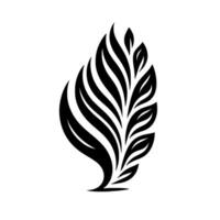 Stylized Black White Leaf Featuring Layered Curved Forms and Organic, Botanical Composition on a White Background. vector