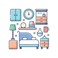 Stylized Icons for Bed Furniture in Bedrooms vector