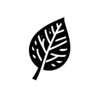 Bold, Black and White Stylized Leaf Illustration with Intricate Vein Details and Negative Space in a Minimalist Aesthetic. vector