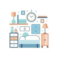 Artistic Icons for Bed Furniture in Bedrooms vector