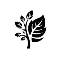 Minimalist Black White Nature Branch with Leaves, Elegant Illustration, Abstract Botanical on White Background. vector