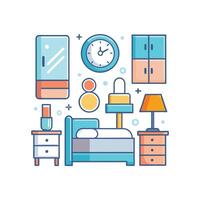 Stylized Icons for Bed Furniture and Bedrooms vector