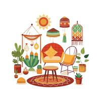 Bohemian Style Interior Design Icons for Mac vector