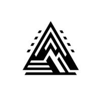 Bold geometric mountain composed of black and white lines, creating a modern and abstract triangular . vector