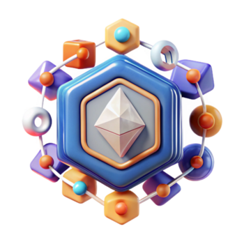 maravilloso rústico blockchain tecnología icono transparente para criptomoneda o fintech auténtico png