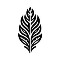 Stylized Black Leaf on White Background Geometric Silhouette with Serpentine Veins and a Pointed Tip, Clean and Minimal. vector