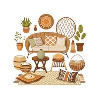 Illustrative Icons of Boho Chic Design Elements vector