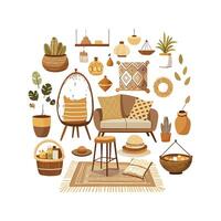 Chic Boho Elements Icons for Modern Interiors vector