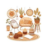 Unique Boho Chic Elements Icons for Interiors vector