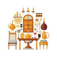 Elegant Icons for Dining Room Setup Design vector