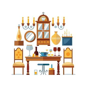 elegante íconos para comida mesa preparar vector