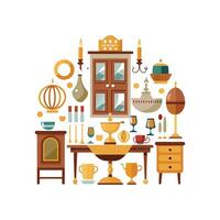 Stylish Icons for Dining Room Setup vector