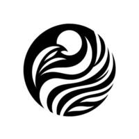 Abstract Eagle within a Circle, Featuring a Black and White Modern , Bird Silhouette, and Smooth Curved Lines. vector
