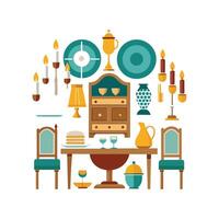 Creative Icons for Dining Room Design vector