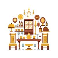 Sophisticated Icons for Dining Table Design vector