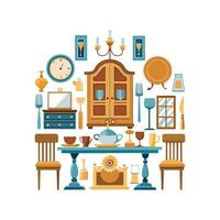 Diverse Dining Room Setup Icons vector