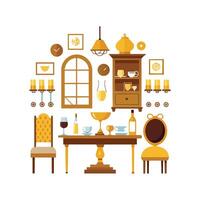 Cozy Icons for Dining Room Setup Design vector