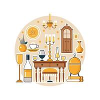 Stylish Dining Room Icons for Table Setup vector