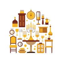 Quality Icons for Dining Room Setup vector