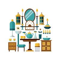 Comprehensive Icons for Dining Room Table Design vector