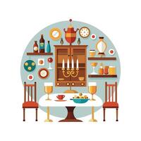 Stylish Dining Room Setup Icons for Tables vector